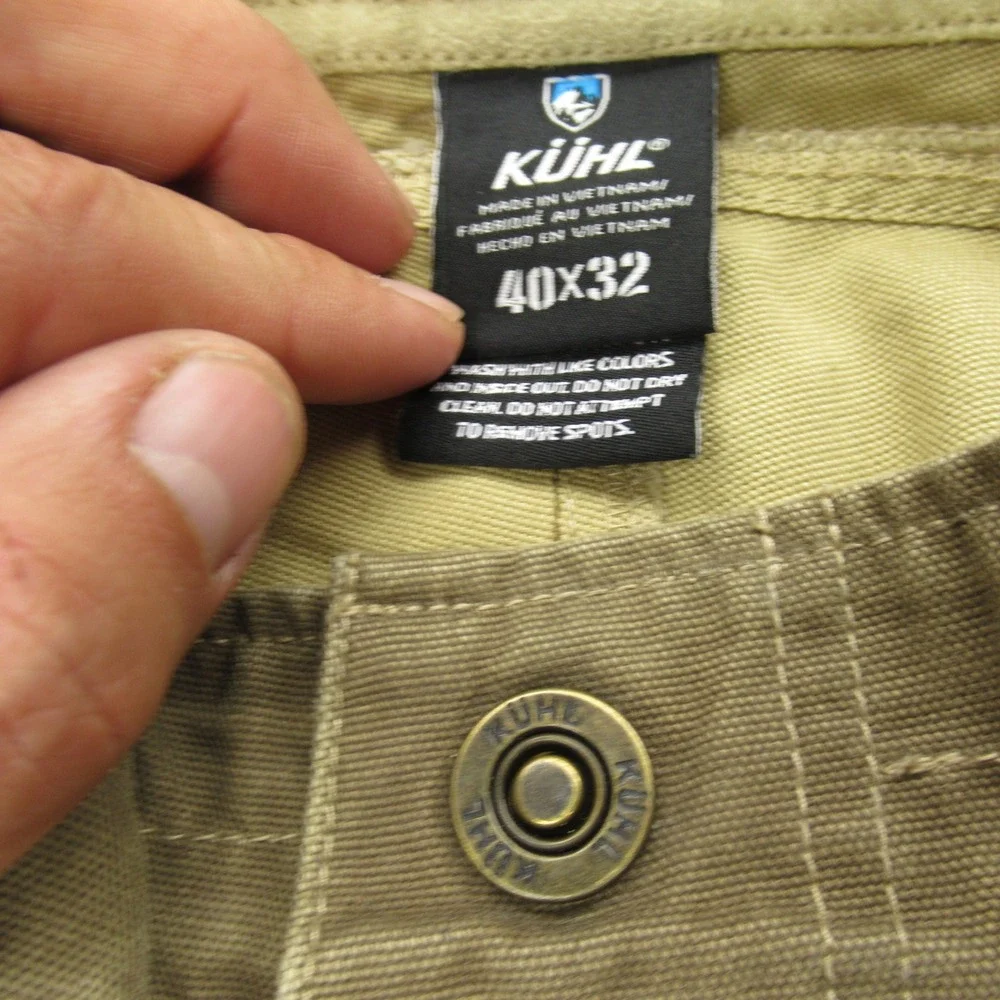 Kuhl Lawless Pant Men 40x30 Green Canvas Relaxed Rugged Double Knee Work Roofing